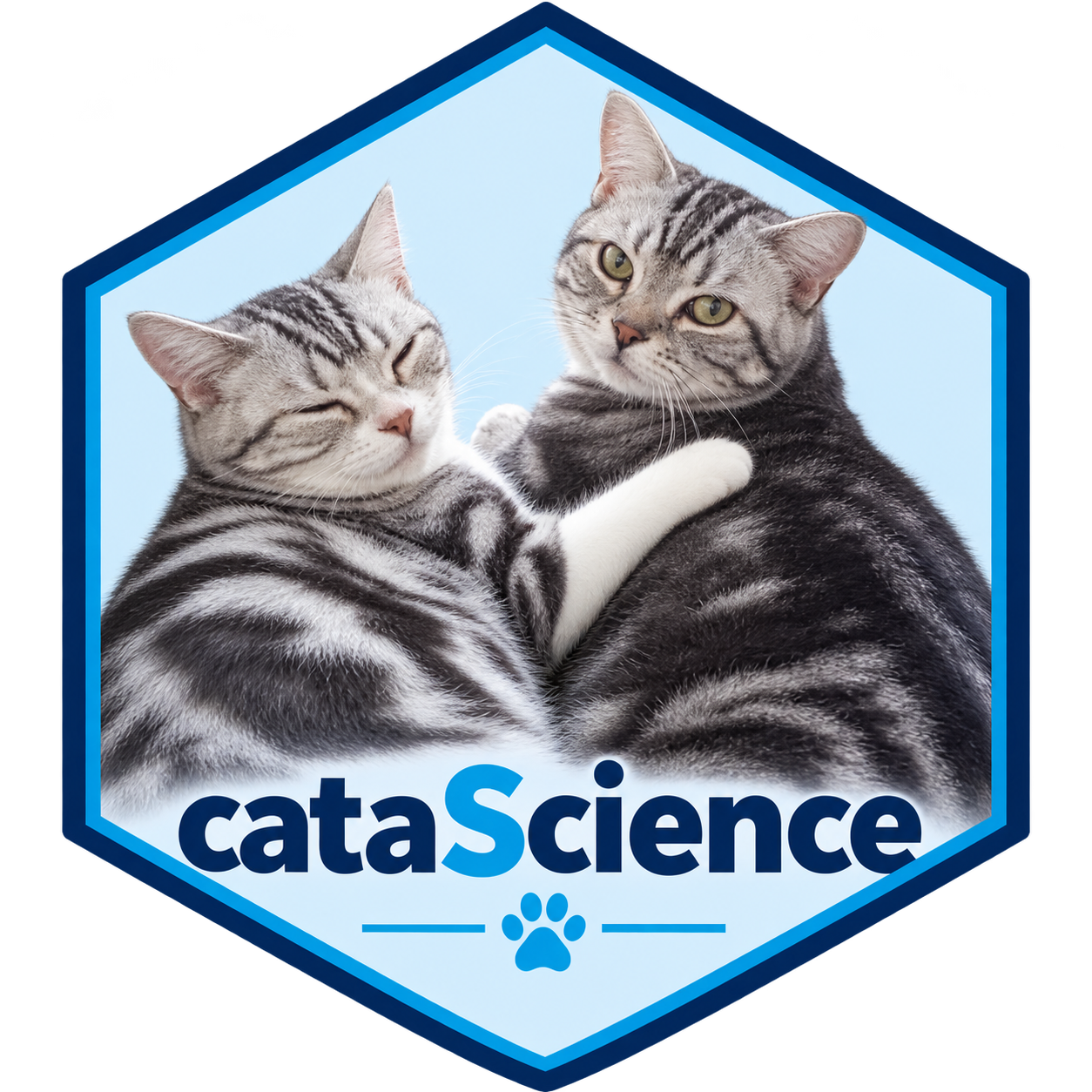 cataScience hex logo featuring the maintainer's two cats